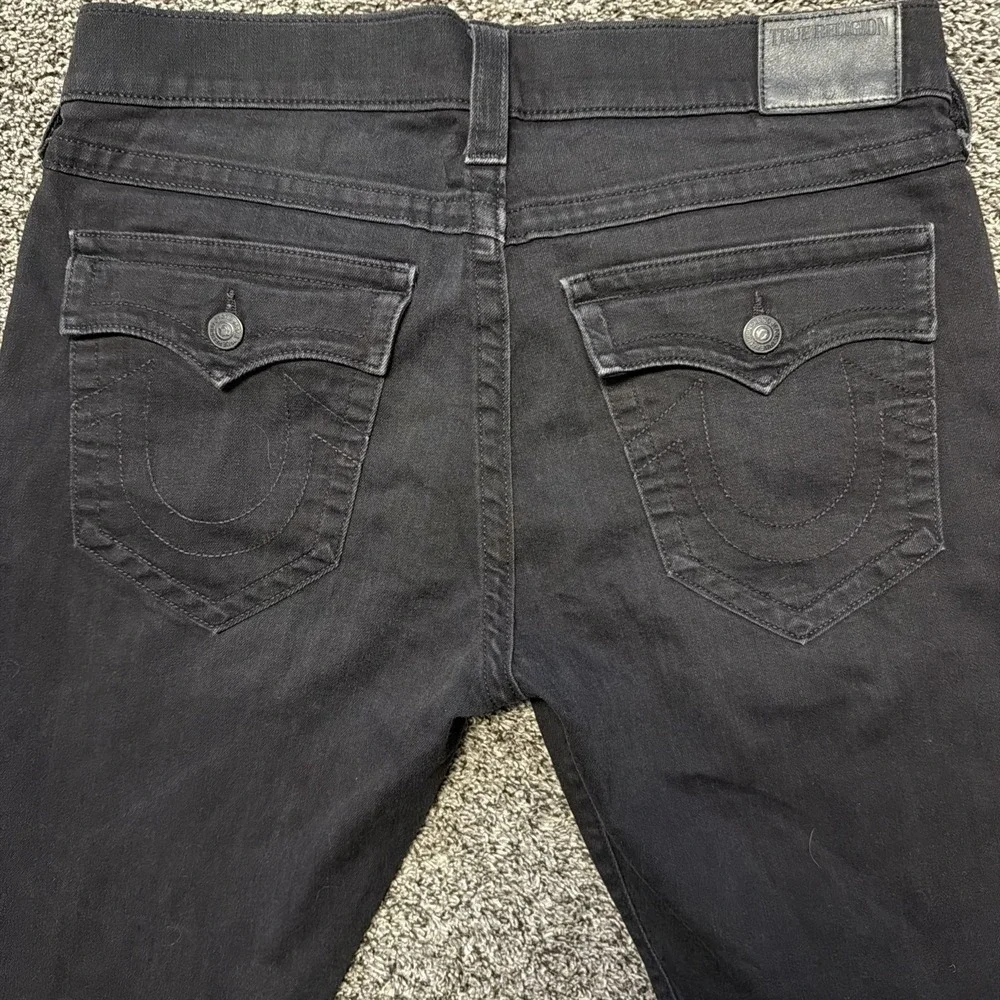 True Religion Jeans Mens 36 Black‎ Ricky Relaxed Straight Denim USA Made Flap